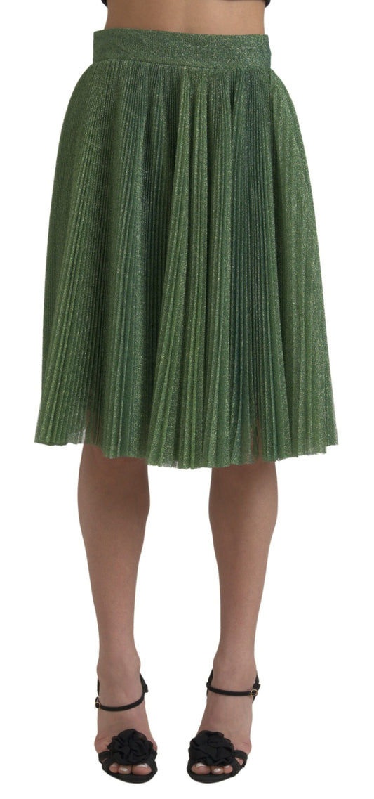 Dolce &amp; Gabbana Encantadora falda acampanada plisada verde metalizado