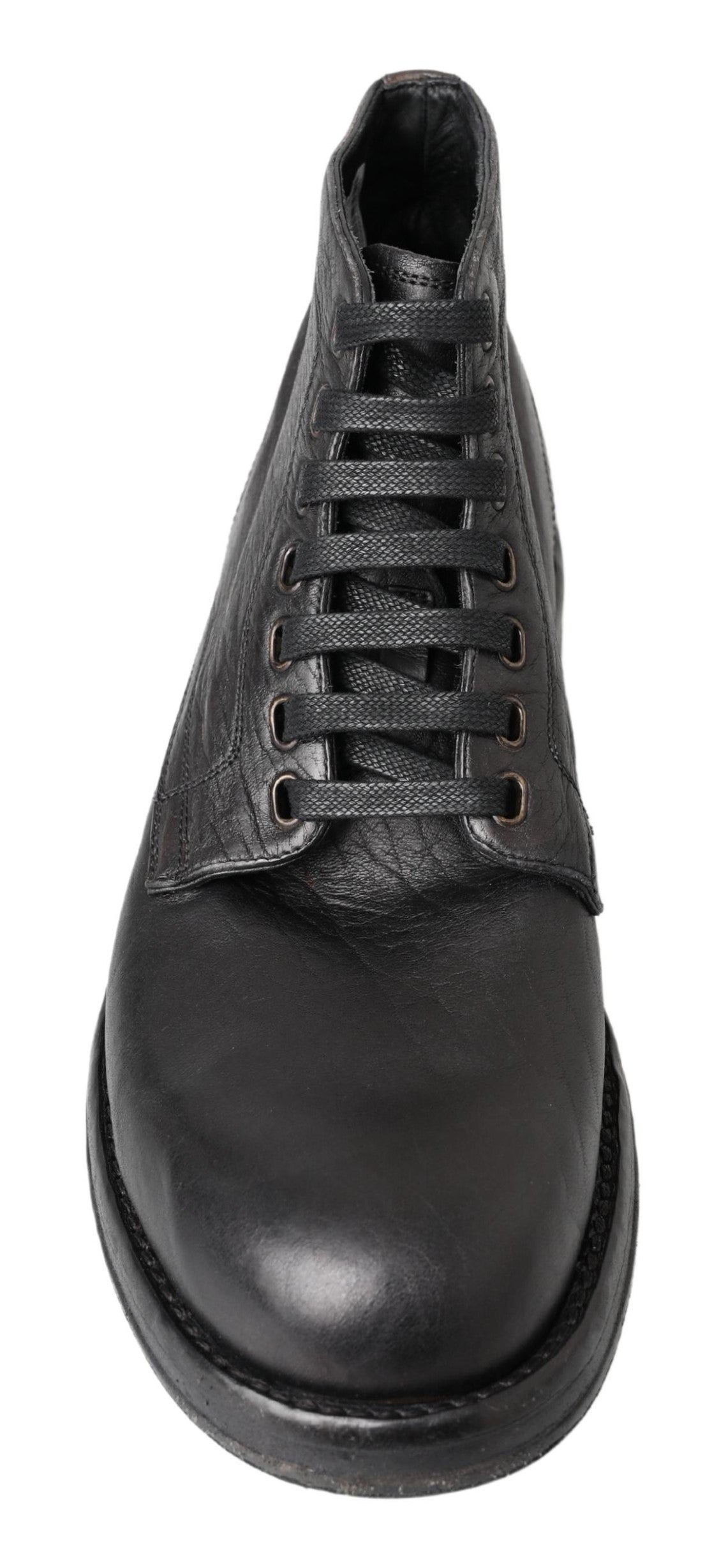 Dolce &amp; Gabbana Botas de cuero negras con cordones Equisite