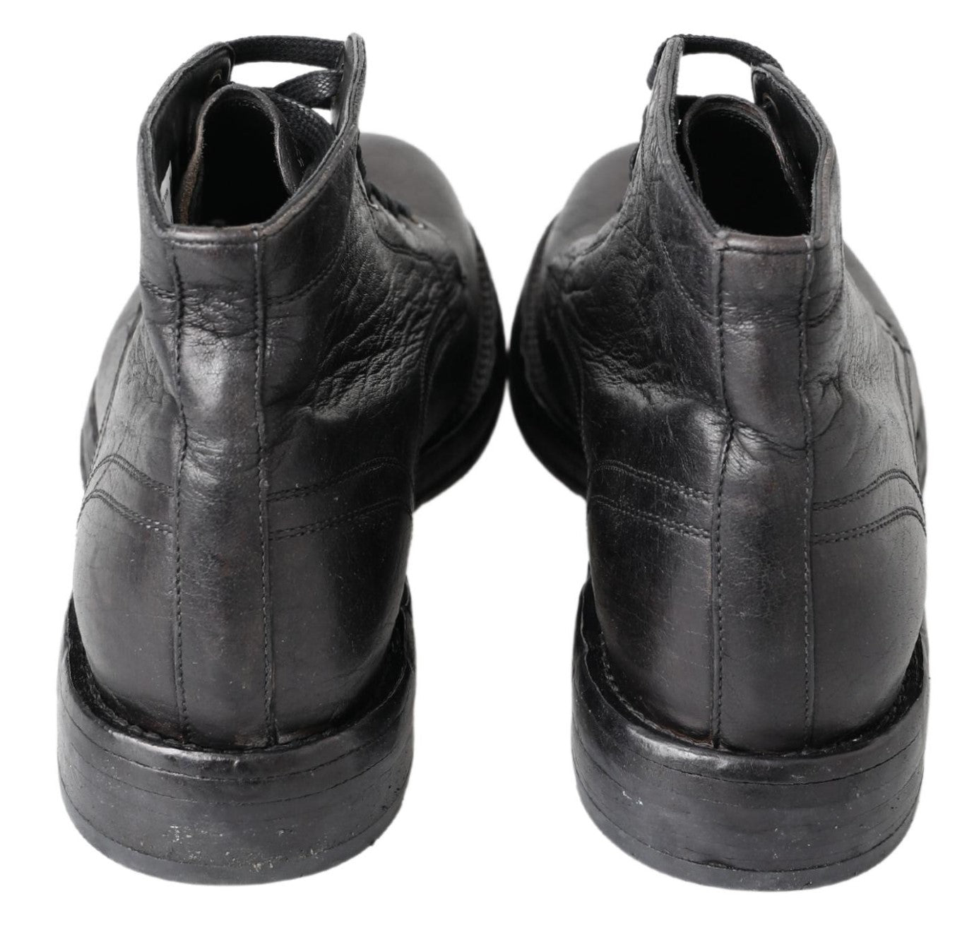 Dolce &amp; Gabbana Botas de cuero negras con cordones Equisite
