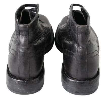 Dolce &amp; Gabbana Botas de cuero negras con cordones Equisite