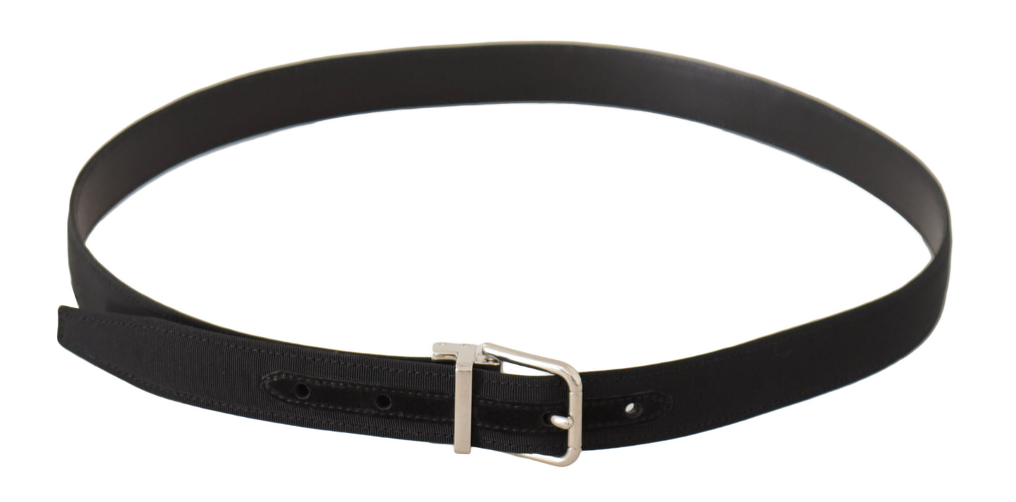 Dolce &amp; Gabbana Elegant Black Canvas and Leather Belt