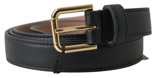 Dolce &amp; Gabbana Elegante Cinturón de Piel Italiana con Hebilla de Metal