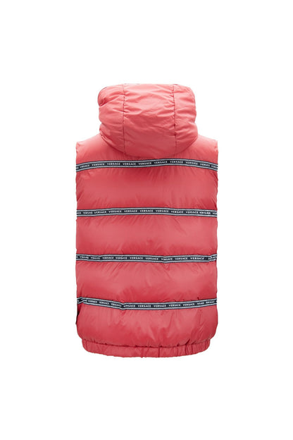 Elegant Red Versace Logo Vest with Detachable Hood – IT46 | S par Versace | Disponible sur Sandy Store ByNet