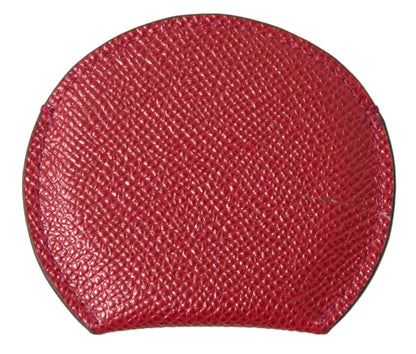 Dolce &amp; Gabbana Elegante soporte para espejo de mano de cuero rojo