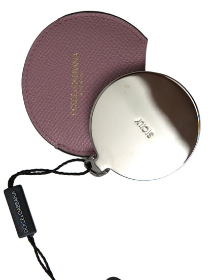 Dolce &amp; Gabbana Elegante soporte para espejo de mano de cuero rosa