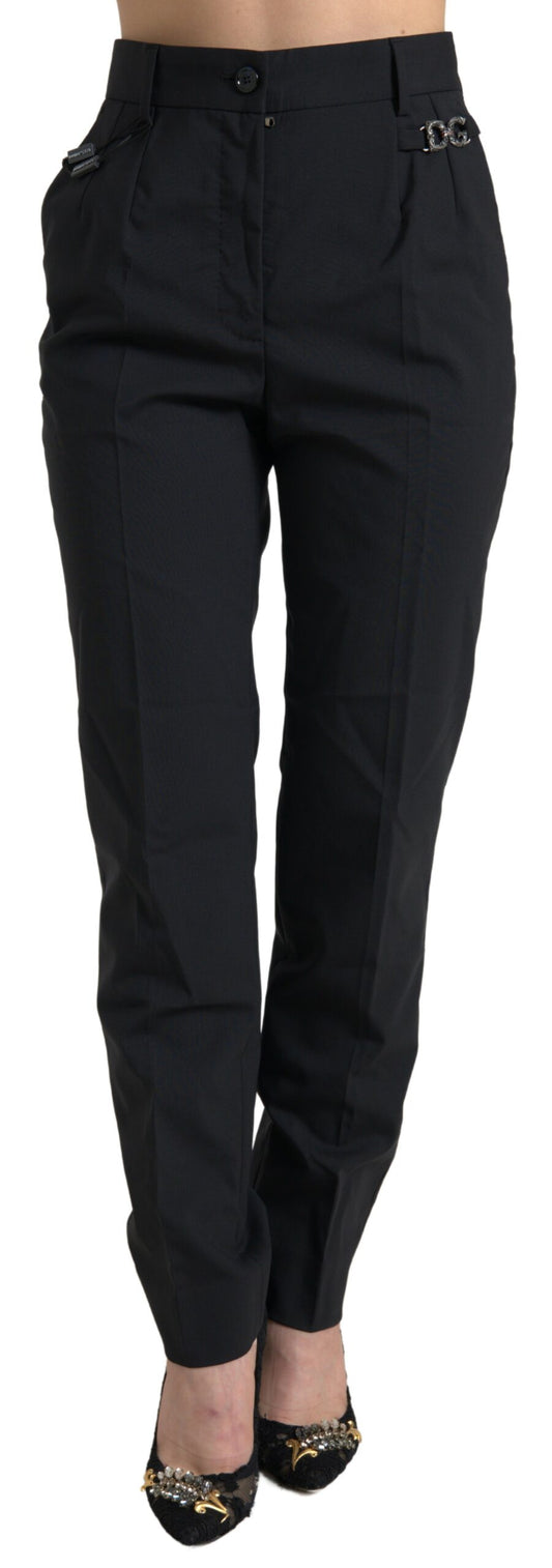 Dolce &amp; Gabbana Elegantes pantalones cónicos de lana con cintura alta