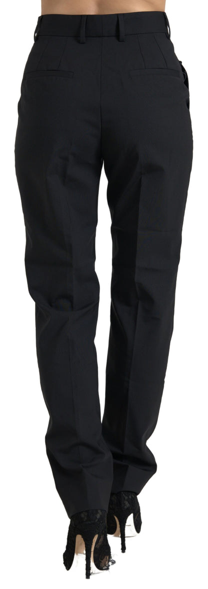 Dolce &amp; Gabbana Elegantes pantalones cónicos de lana con cintura alta