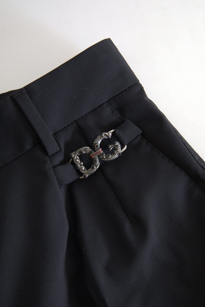 Dolce &amp; Gabbana Elegantes pantalones cónicos de lana con cintura alta