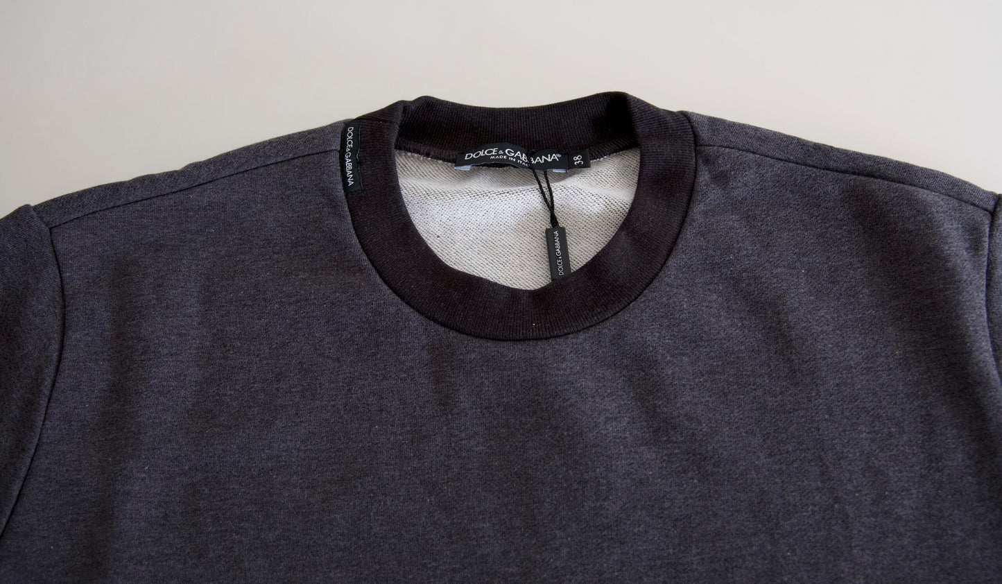 Dolce &amp; Gabbana Elegante suéter con cuello redondo gris oscuro
