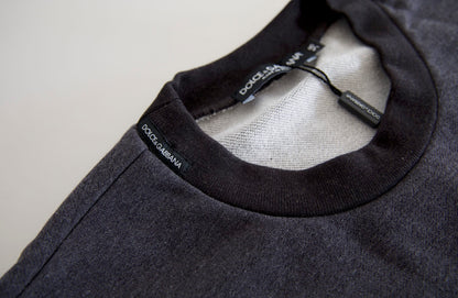 Dolce &amp; Gabbana Elegante suéter con cuello redondo gris oscuro