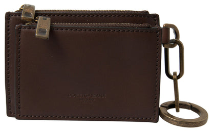 Dolce &amp; Gabbana Cartera Monedero Elegante De Piel Marrón