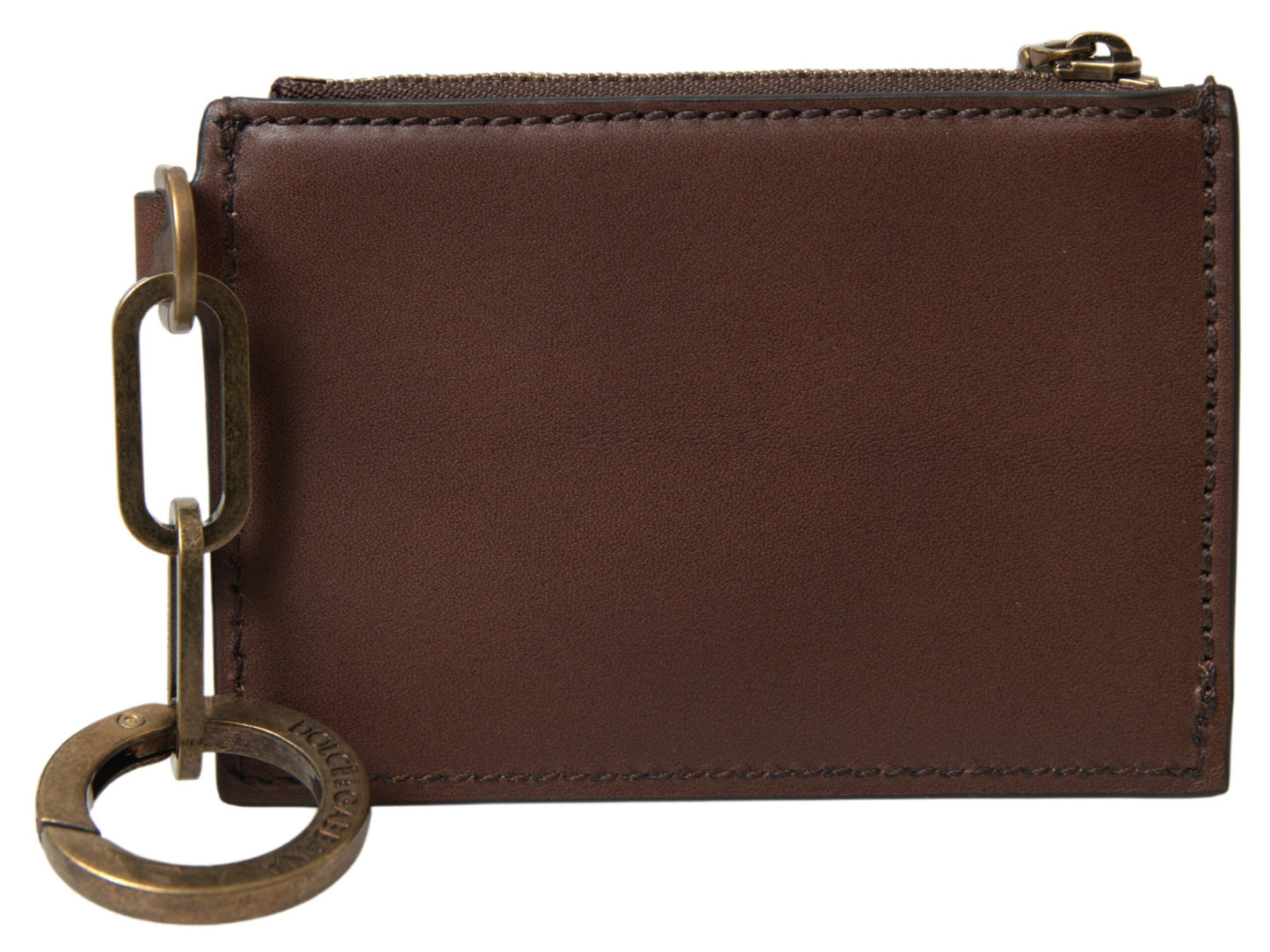 Dolce &amp; Gabbana Cartera Monedero Elegante De Piel Marrón