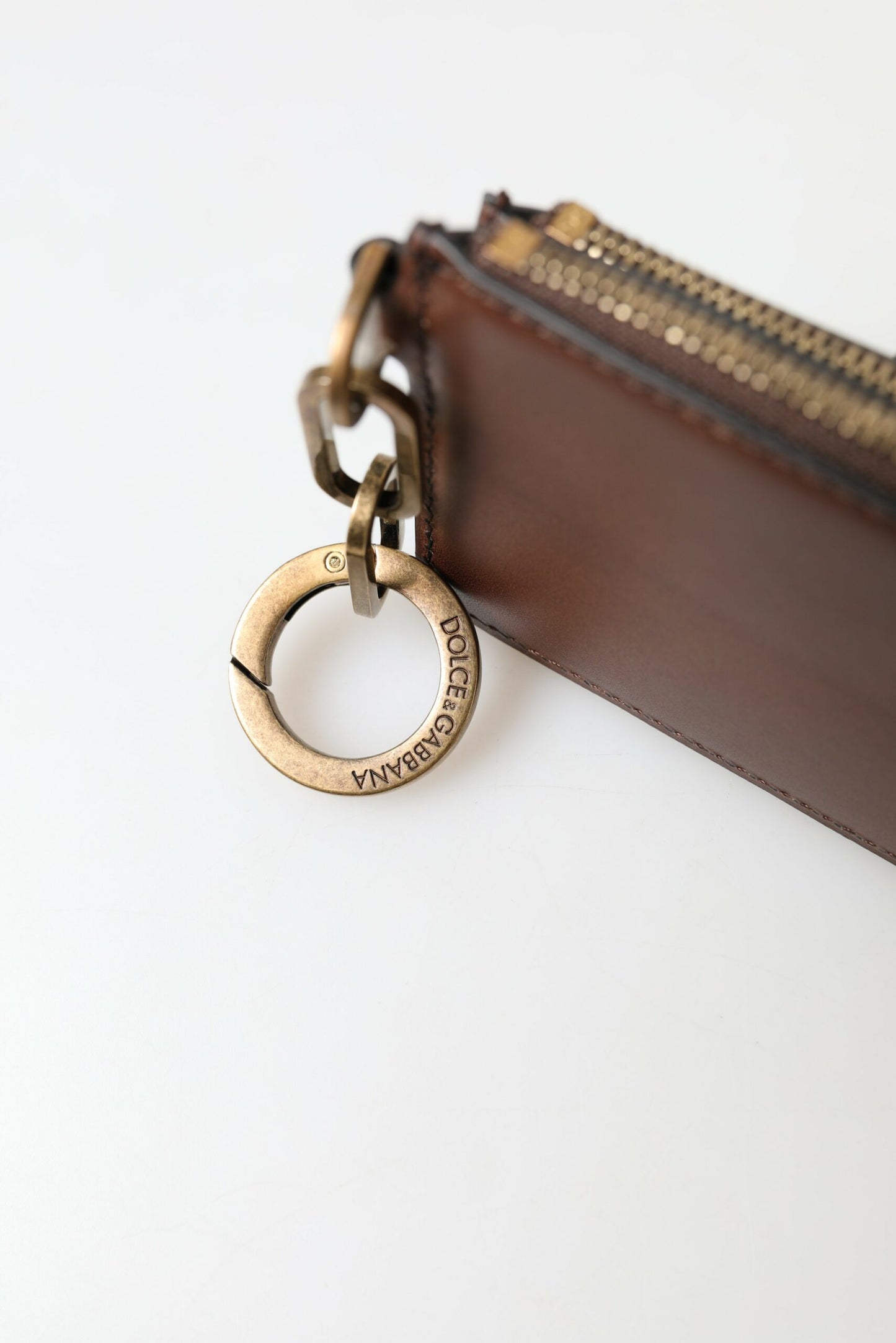 Dolce &amp; Gabbana Cartera Monedero Elegante De Piel Marrón