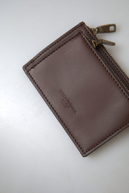 Dolce &amp; Gabbana Cartera Monedero Elegante De Piel Marrón
