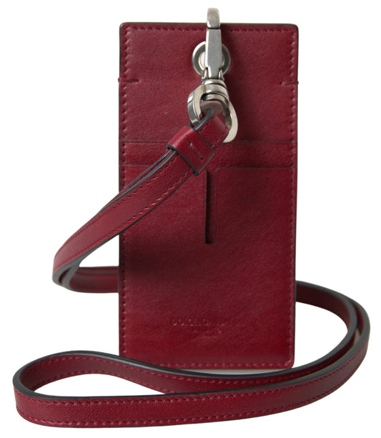 Dolce &amp; Gabbana Elegante tarjetero de piel roja con cordón