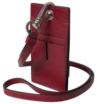 Dolce &amp; Gabbana Elegante tarjetero de piel roja con cordón