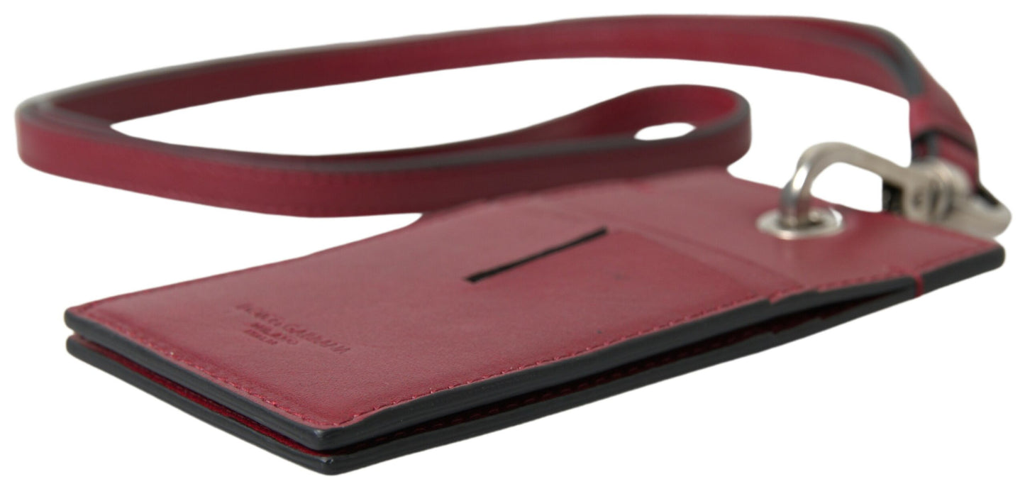 Dolce &amp; Gabbana Elegante tarjetero de piel roja con cordón