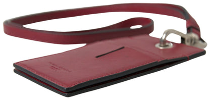 Dolce &amp; Gabbana Elegante tarjetero de piel roja con cordón