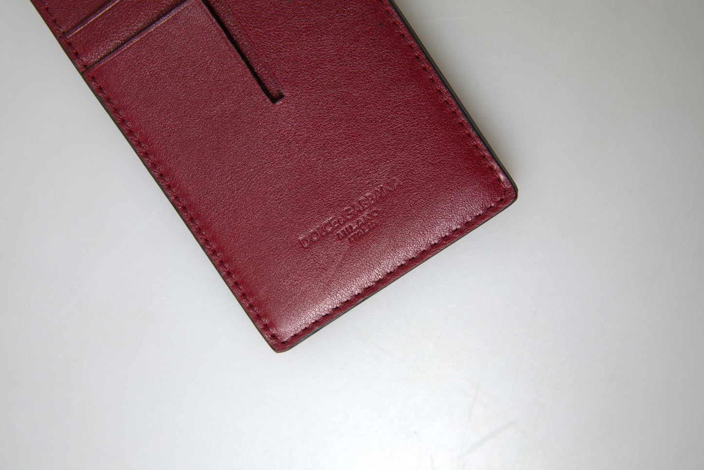 Dolce &amp; Gabbana Elegante tarjetero de piel roja con cordón