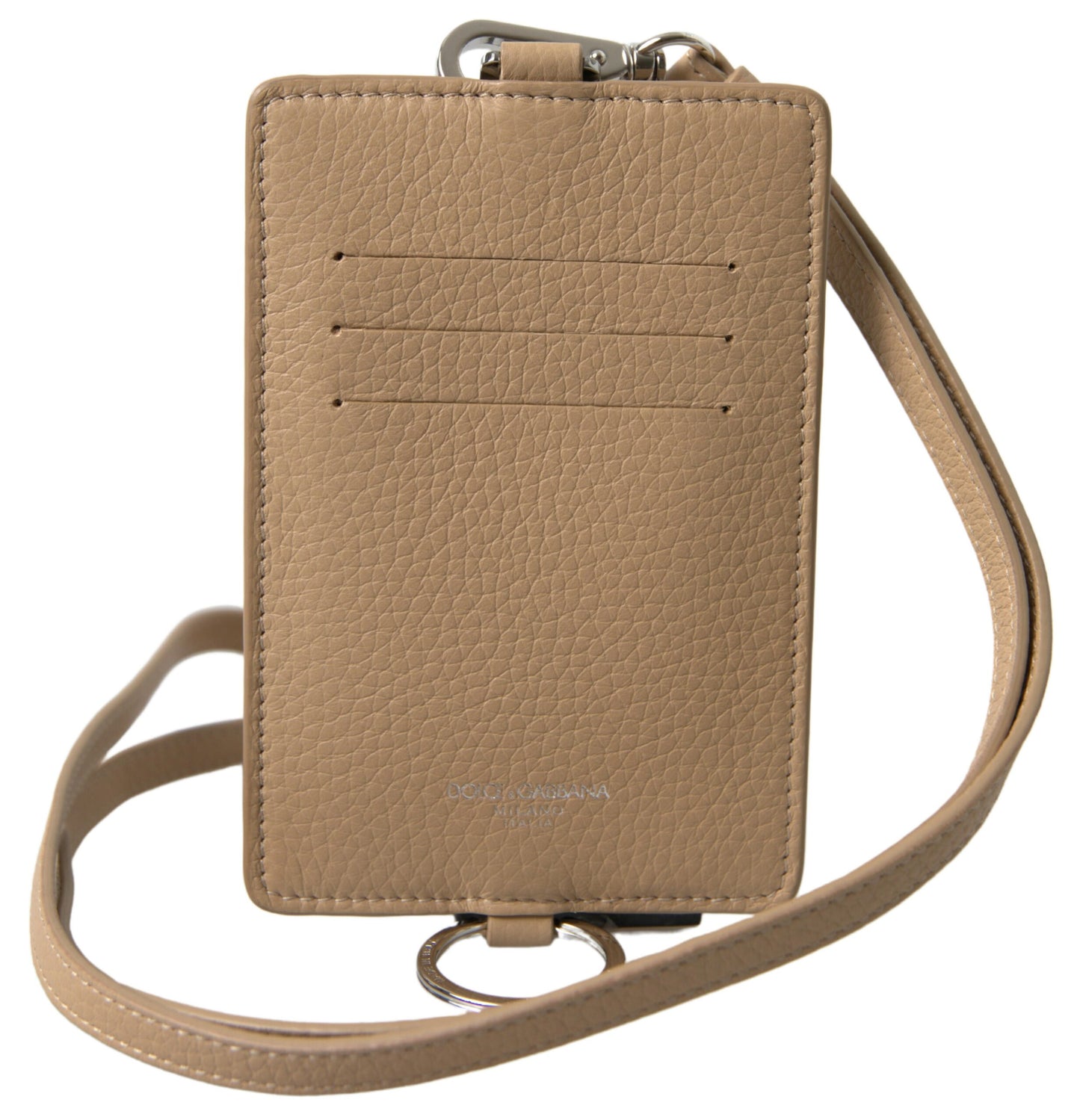 Dolce &amp; Gabbana Elegante Cartera Tarjetero De Piel Beige