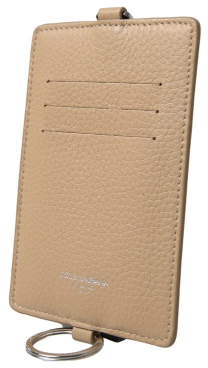Dolce &amp; Gabbana Elegante Cartera Tarjetero De Piel Beige