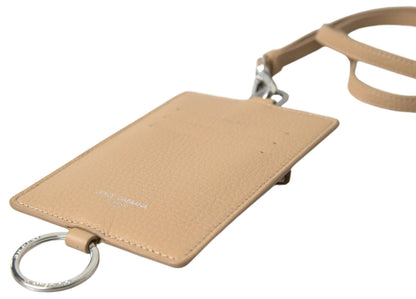Dolce &amp; Gabbana Elegante Cartera Tarjetero De Piel Beige