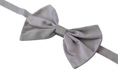 Dolce &amp; Gabbana Elegante pajarita de seda gris plateado