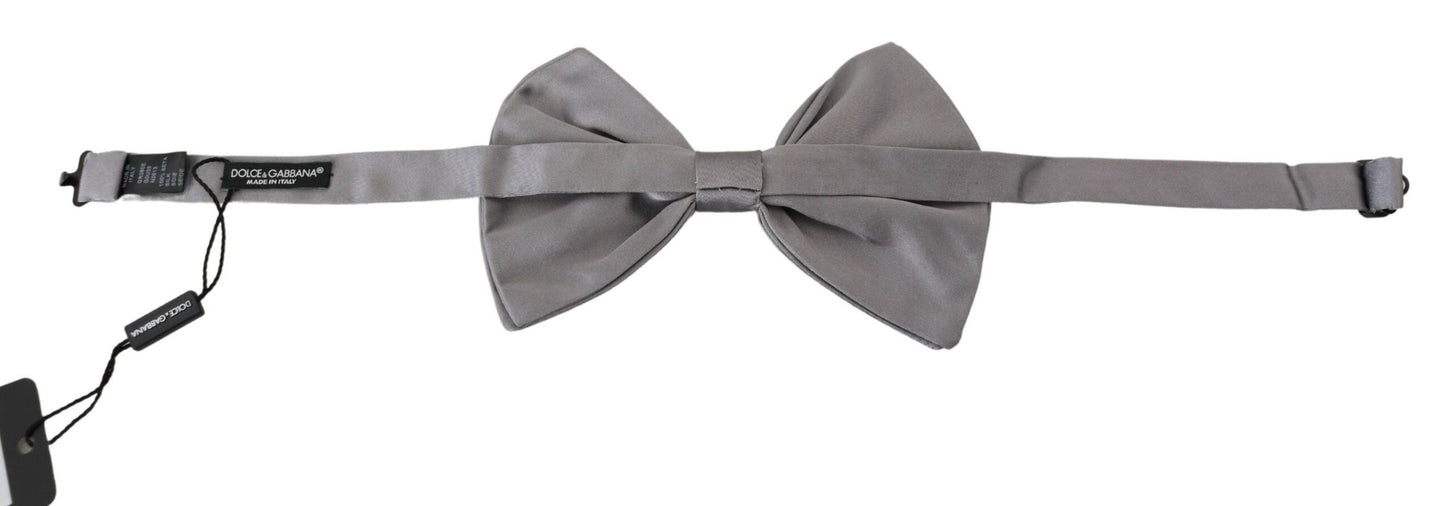 Dolce &amp; Gabbana Elegante pajarita de seda gris plateado