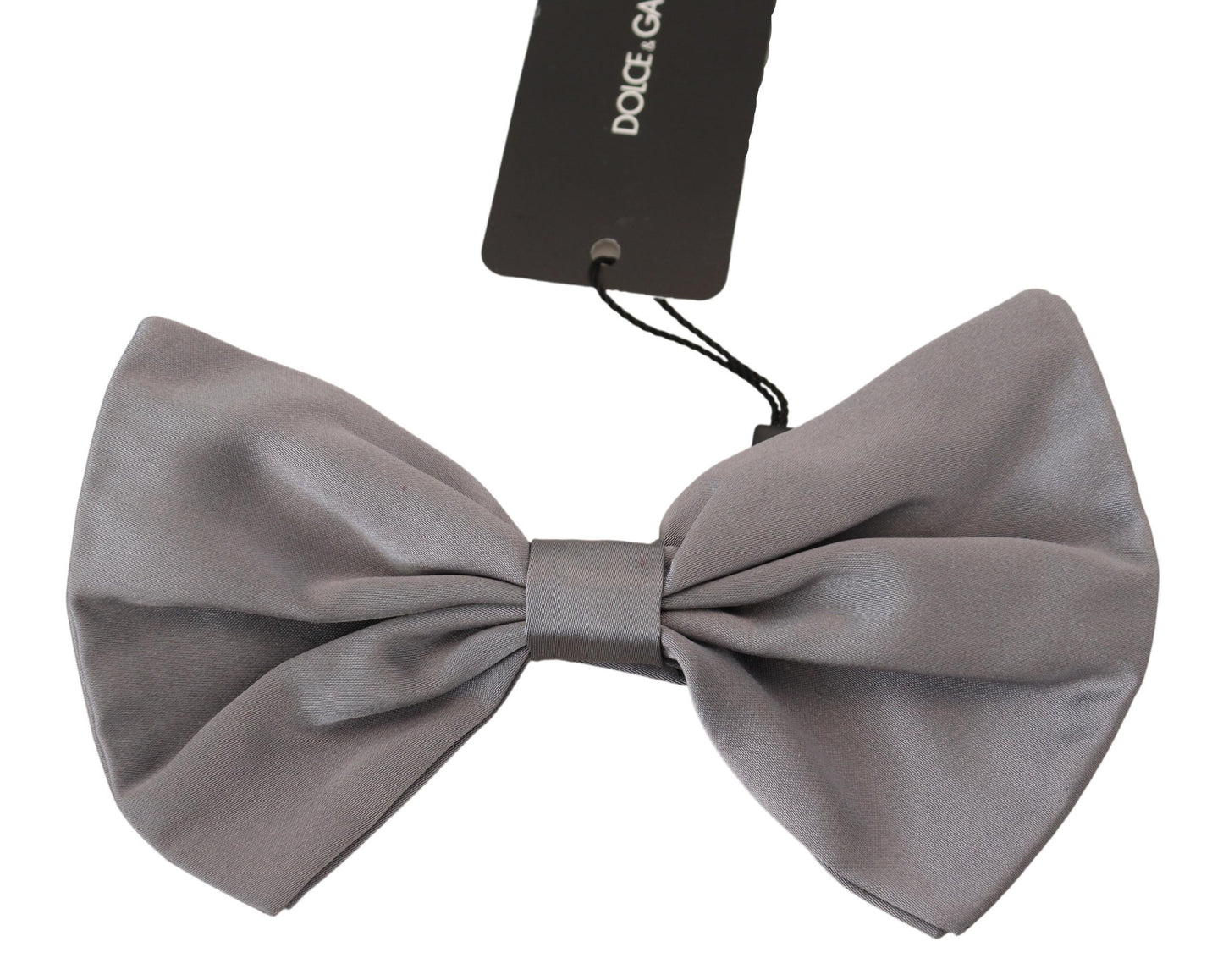 Dolce &amp; Gabbana Elegante pajarita de seda gris plateado
