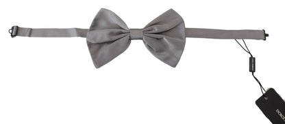 Dolce &amp; Gabbana Elegante pajarita de seda gris plateado
