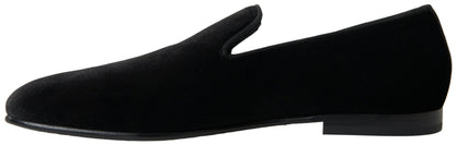 Dolce &amp; Gabbana Elegantes Mocasines Negros de Terciopelo para Hombre