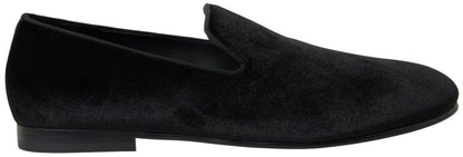 Dolce &amp; Gabbana Elegantes Mocasines Negros de Terciopelo para Hombre