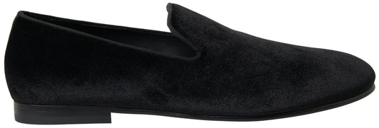 Dolce &amp; Gabbana Elegantes Mocasines Negros de Terciopelo para Hombre