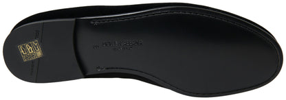 Dolce &amp; Gabbana Elegantes Mocasines Negros de Terciopelo para Hombre