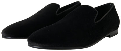 Dolce &amp; Gabbana Elegantes Mocasines Negros de Terciopelo para Hombre