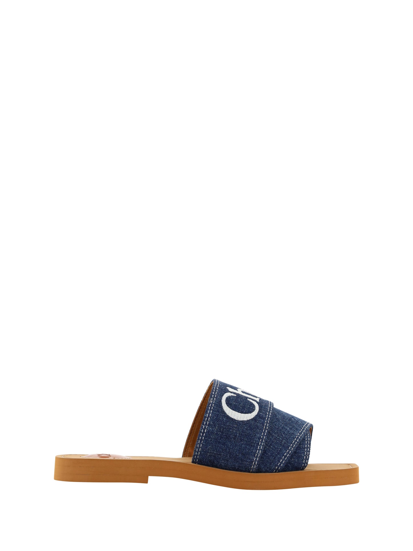 Sandales Chloé somptueuses Woody en coton bleu denim