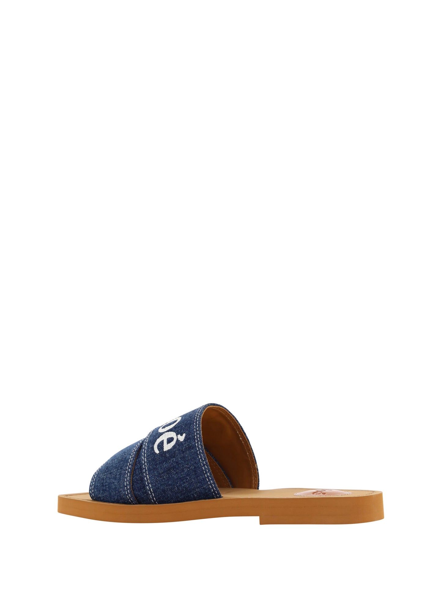 Sandales Chloé somptueuses Woody en coton bleu denim