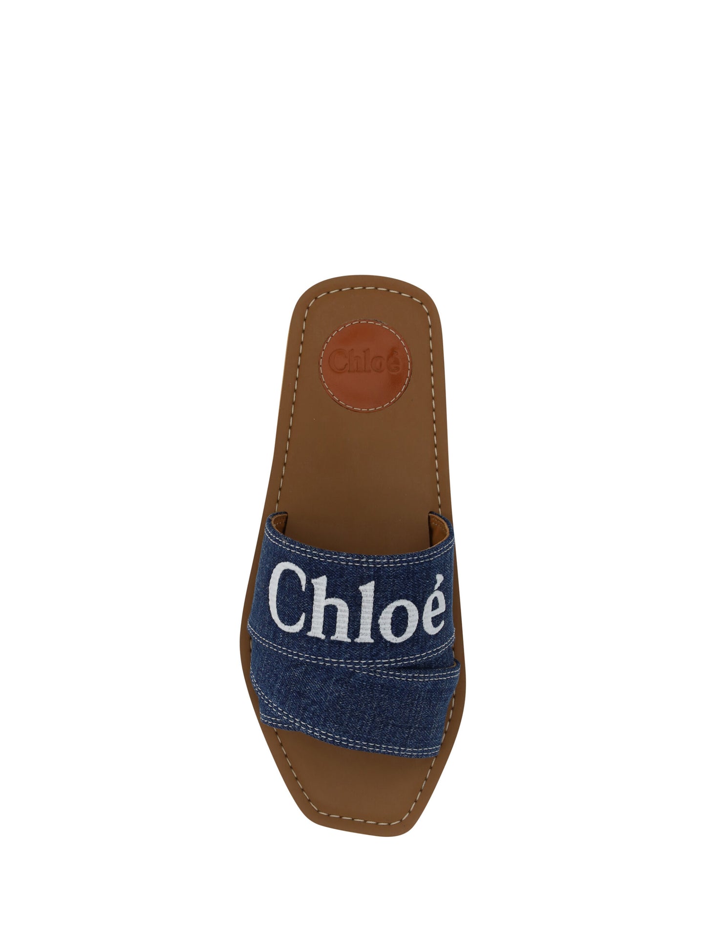 Sandales Chloé somptueuses Woody en coton bleu denim