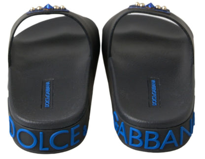 Dolce &amp; Gabbana Elegantes sandalias tipo chanclas de cuero negro