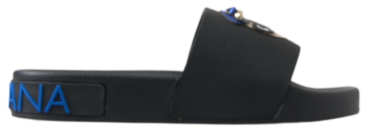 Dolce &amp; Gabbana Elegantes sandalias tipo chanclas de cuero negro