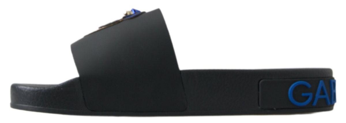 Dolce &amp; Gabbana Elegantes sandalias tipo chanclas de cuero negro