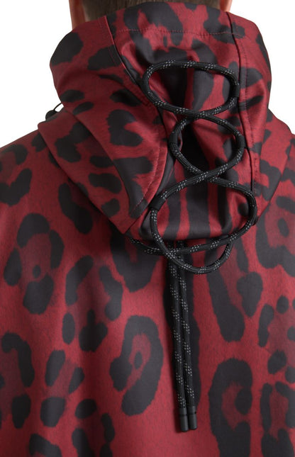 Dolce &amp; Gabbana Chaqueta con capucha con estampado de leopardo rojo radiante