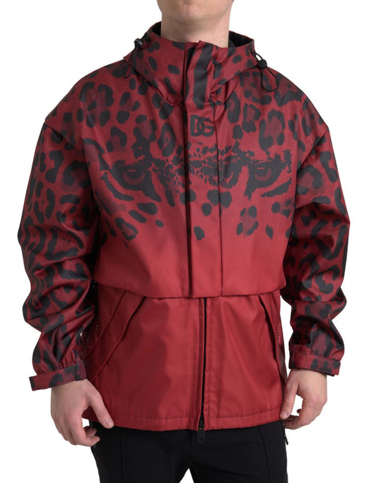 Dolce &amp; Gabbana Chaqueta con capucha con estampado de leopardo rojo radiante