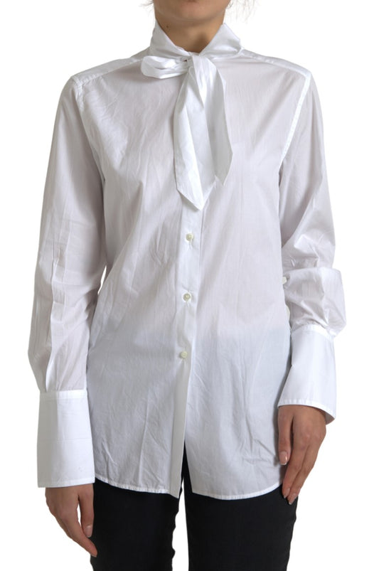 Dolce &amp; Gabbana Elegante camisa de manga larga de algodón blanca