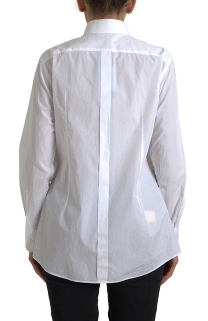 Dolce &amp; Gabbana Camisa de vestir elegante de popelina de algodón blanca