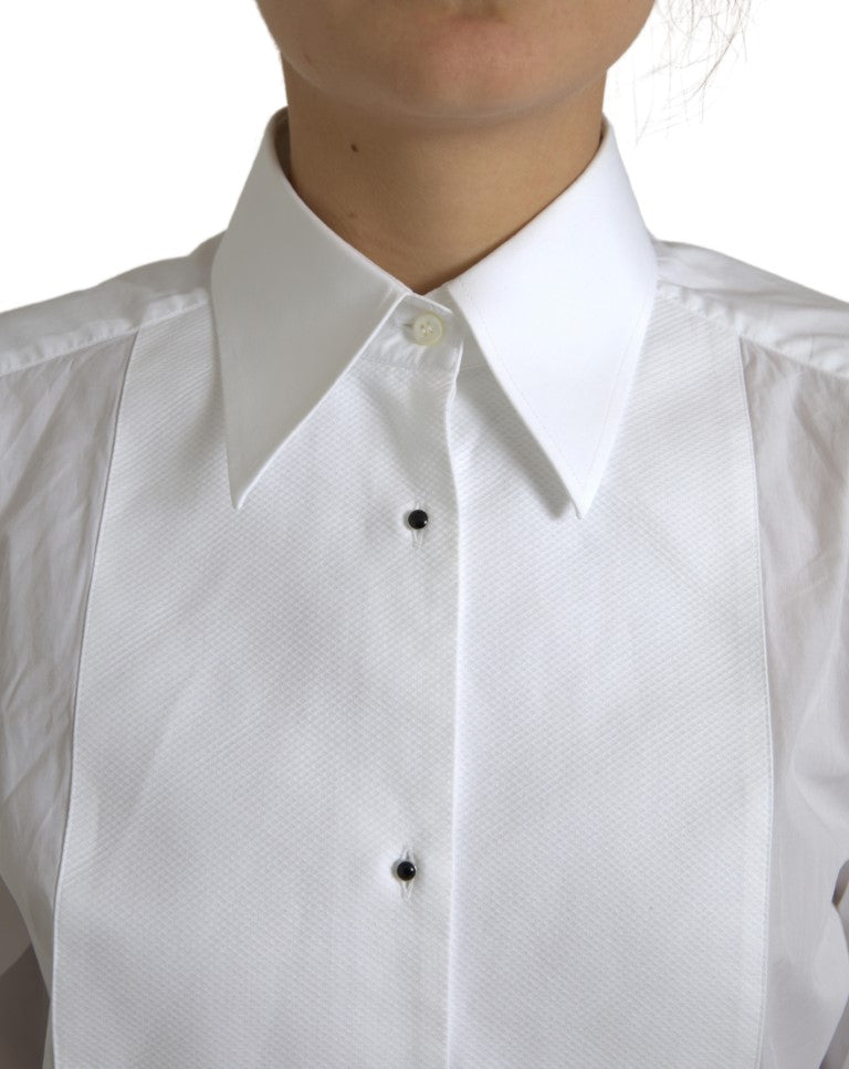 Dolce &amp; Gabbana Camisa de vestir elegante de popelina de algodón blanca