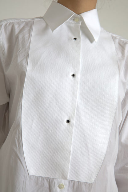 Dolce &amp; Gabbana Camisa de vestir elegante de popelina de algodón blanca