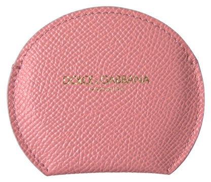 Dolce &amp; Gabbana Soporte para espejo de mano de cuero rosa elegante
