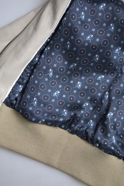 Dolce &amp; Gabbana Cazadora bomber de cuero color crema
