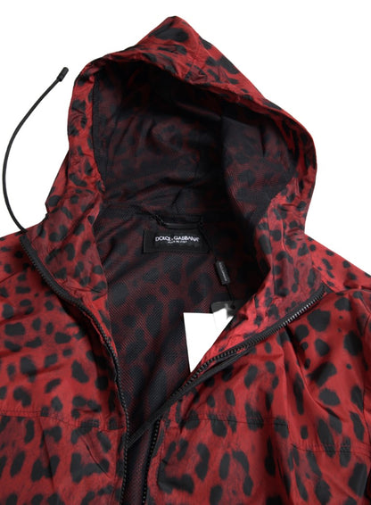Dolce &amp; Gabbana Cazadora bomber con capucha de leopardo rojo